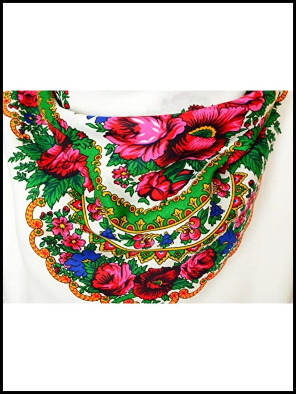 Fringed Floral Scarf Wrap Shawl 100% Acrylic Oversized 47x47 Pashmina Style